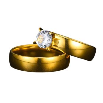 Alianças de Aço Inoxidável 29162 Silver-Gold, Tamanho: 7