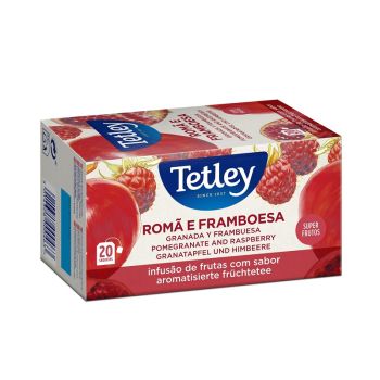 Cha Infusão de Frutas Romã e Framboesa Tetley, 20 Saquetas