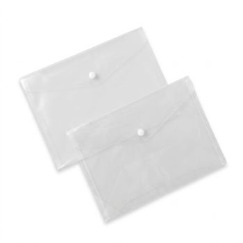 Envelope Plástico com Botão Transparente, A4