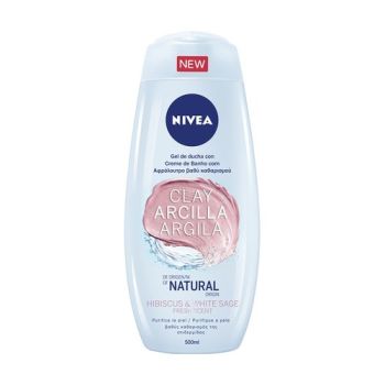 Gel De Banho Com Argila Natural Hibisco e Sálvia Branca Nivea, 500ml