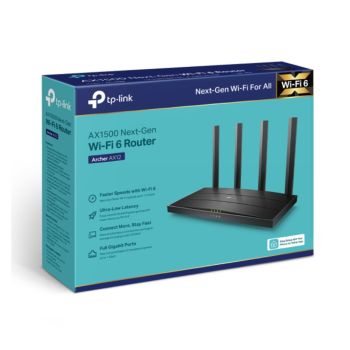 Roteador TP‑Link Archer AX12 Wi‑Fi 6 AX1500, Preto