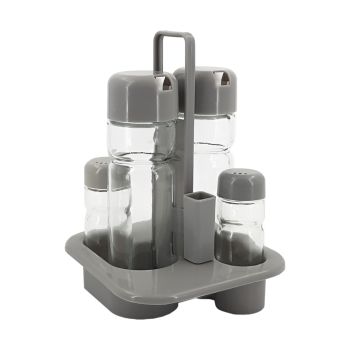 Galheteiro Plástico Cinza Micasa Home & Kitchen (12/24), 4 Pcs