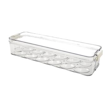 Cesto Organizador de Geleira com Tampa para Ovos Micasa 33*10cm Acrílico, 12 Ovos