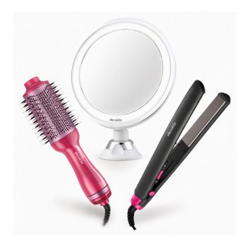 Super Oferta Decakila #4: Espelho para Maquilhagem, Escova Alisadora e Prancha de Cabelo