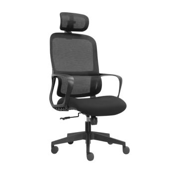 Cadeira de Escritório Giratória Ergonomica de Malha com Encosto Alto para Cabeça A110-1, Preto