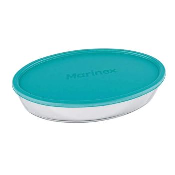 Assadeira de Vidro Oval com Tampa Marinex, 3.2 L