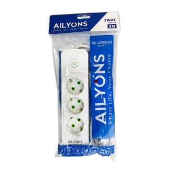 Extensão Elétrica Ailyons 3 Tomadas 220V - 2000W, 3 m