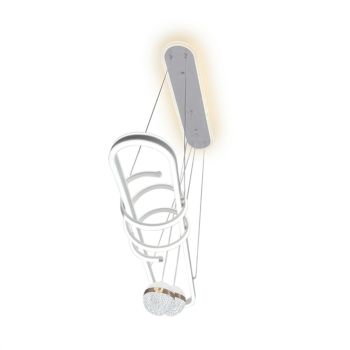 Candeeiro LED Pendente Oval com 2 Globos, Branco