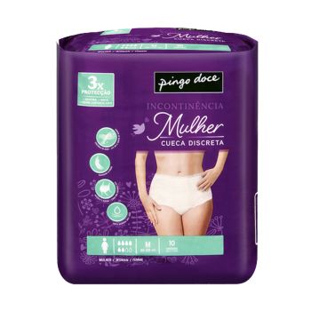 Cueca para Incontinência Mulher Pingo Doce Discreta Médio, 10 Unidades