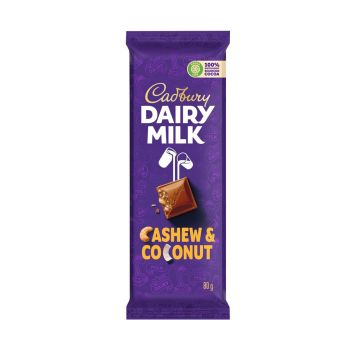 Chocolate Cadbury Caju e Coco, 80 g
