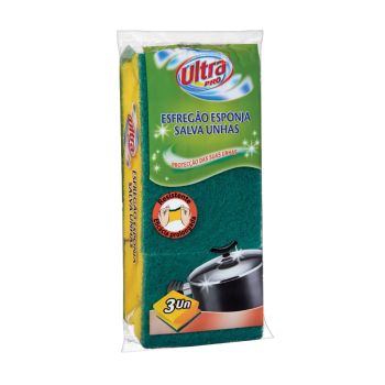 Esfregão para Loiça Fibra Verde UltraPro, 3 un