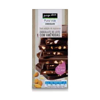 Chocolate de Leite Sem Açúcar Pingo Doce, 100 g