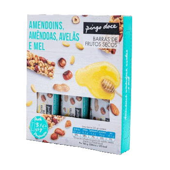 Barra de Frutos Secos Pingo Doce Amendoim Amêndoa Avelã e Mel, 3x35g