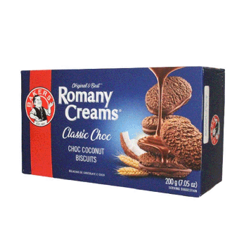 Bolachas Bakers Romany Creams Chocolate e Coco, 200 g