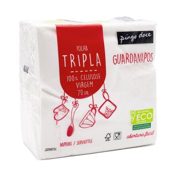 Guardanapos Pingo Doce Folha Tripla 33x33cm, 70Un