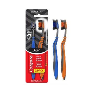 Escova Dentária Colgate Zig Zag+ Carvão, 3Un