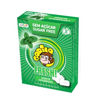 Pastilhas Elásticas Gorilo Fresh Menta Spearmint Sem Açúcar, 14 Pastilhas
