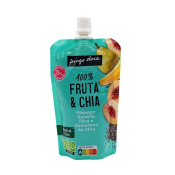 Saqueta de Fruta e Chia Pingo Doce Pêssego Banana Pêra, 100g