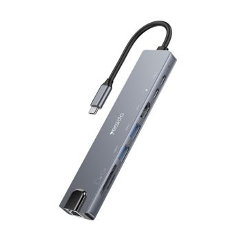 Adaptador Hub 8 em 1 Yesido HB27 com Carregamento Rápido PD 100W