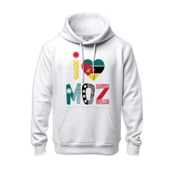 Camisola Hoodie I LOVE MOZ, Branco