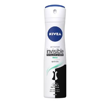Desodorizante Aerossol Nivea Black & White Invisible Fresh Quick Dry 48h, 150ml