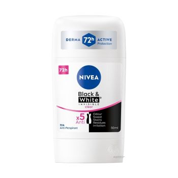 Desodorizante Stick Black & White Invisible Clear Nivea, 50ml