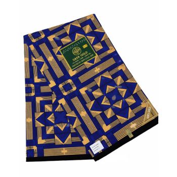 Capulana “Azul Imperial” Pushti 100% Algodão Estampa Geométrica Premium