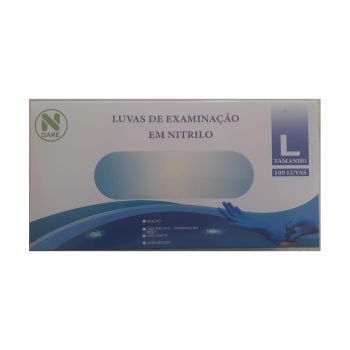 Luvas de Examinação em Nitrilo Sem Pó, L