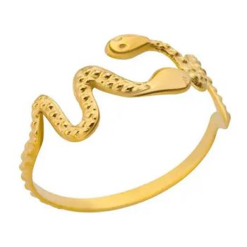 Anel Feminino Inox 22410 Dourado, Tamanho: Ajustável