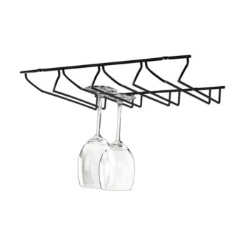 Suporte para Copos de Vinho Preto, 4 Linhas