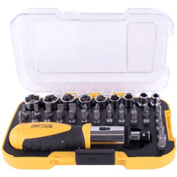 Jogo de Chave + Bits com Roquete, 37 pcs