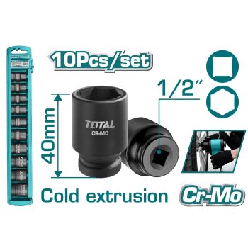 Jogo de Chaves de Caixa Impacto 1/2" 10-24mm, 10 pcs