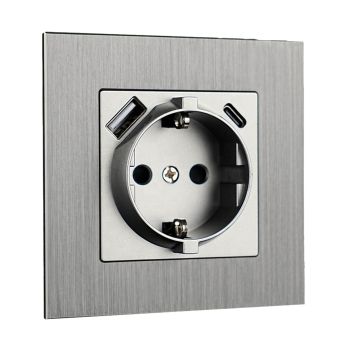 Tomada de Parede MEZEEN com USB e USB-C, Cinza