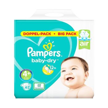 Fraldas Pampers Baby Dry 4+, 62 un