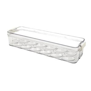 Cesto Organizador de Geleira com Tampa para Ovos Micasa 33*10cm Acrílico, 12 Ovos