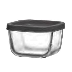 Tigela Quadrada Com Tampa Plastica Cinza Cube LAV, 0.27 L