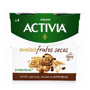 Iogurte Activia Aveia e Frutos Secos Danone, 4x120 g