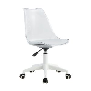 Cadeira Moderna Giratória para Escritório C2314, Branco Transparente