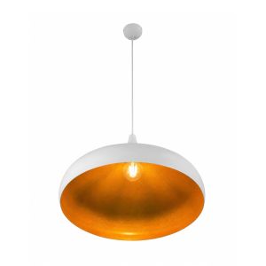 Candeeiro Pendural E27 Branco, Dourado