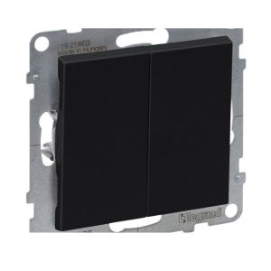 Interruptor Duplo Legrand Preto, 2 Teclas