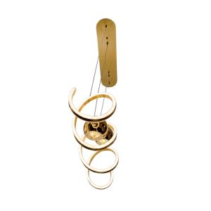 Candeeiro LED Pendente com Anéis Tricolor Dourado, 3 Aros