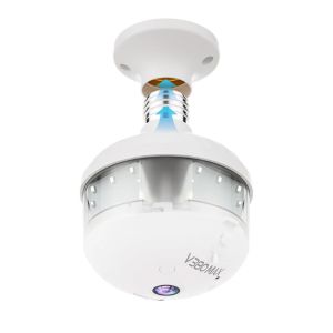 Câmera Lâmpada Inteligente Espiã V380 Max Olho de Peixe Wi‑Fi, 360 Graus