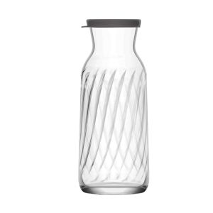 Garrafa Vidro Riscas Com Tampa Cinza Silicone Fonte Gb LAV, 1.2 L