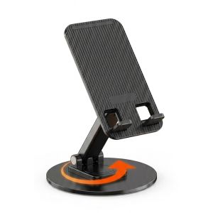 Suporte Stand Plástico Base Metálica Rotação 360° Tablet Smartphone, Preto