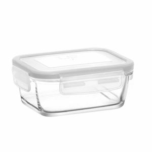 Tigela Rectangular Com Tampa Plast Cinza Fresco LAV, 0.40 L