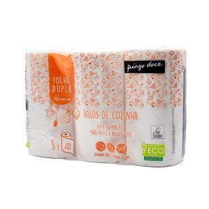 Rolo de Cozinha Compacto Folha Dupla Pingo Doce, 3 Unidades