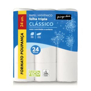 Papel Higiénico Folha Tripla Pingo Doce, 24 Rolos
