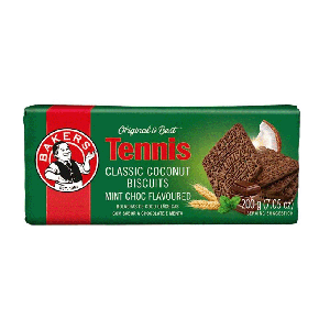 Bolachas Bakers Tennis Coco Chocolate e Menta, 200 g