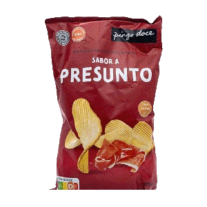 Batatas Fritas Onduladas Pingo Doce Sabor Presunto, 185 g