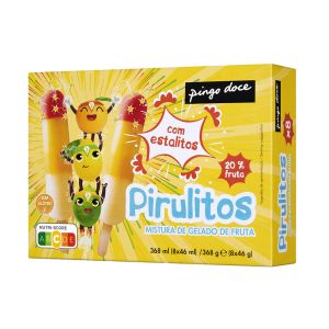 Gelado Pingo Doce Pirulitos com Estalitos Fruta, 8x46ml
